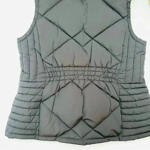 Tommy Hilfiger Black W/ Maroon Lining Crop Neck Puffer Zip Sleeveless Vest SizeM - Picture 11 of 15